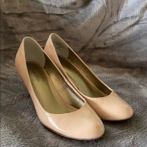 Nude Closed-Toe Heels